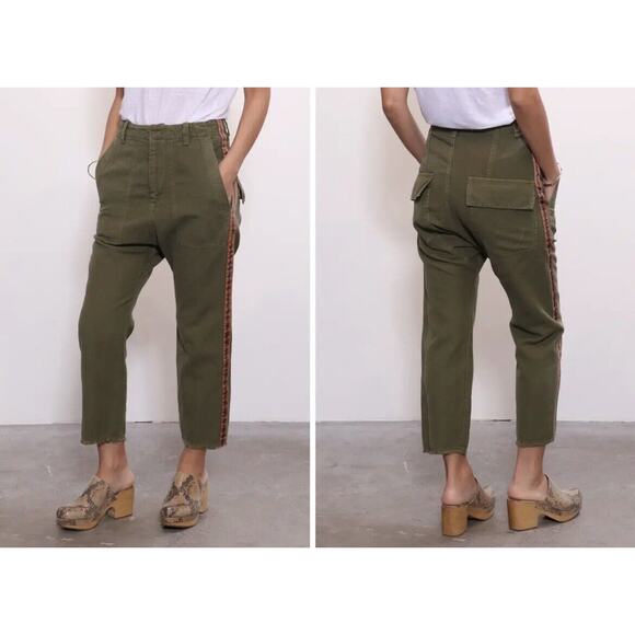 Nili Lotan Pants - NILI LOTAN Jenna Pant with Tape Khaki Pants Military Army Olive Green, Size 00